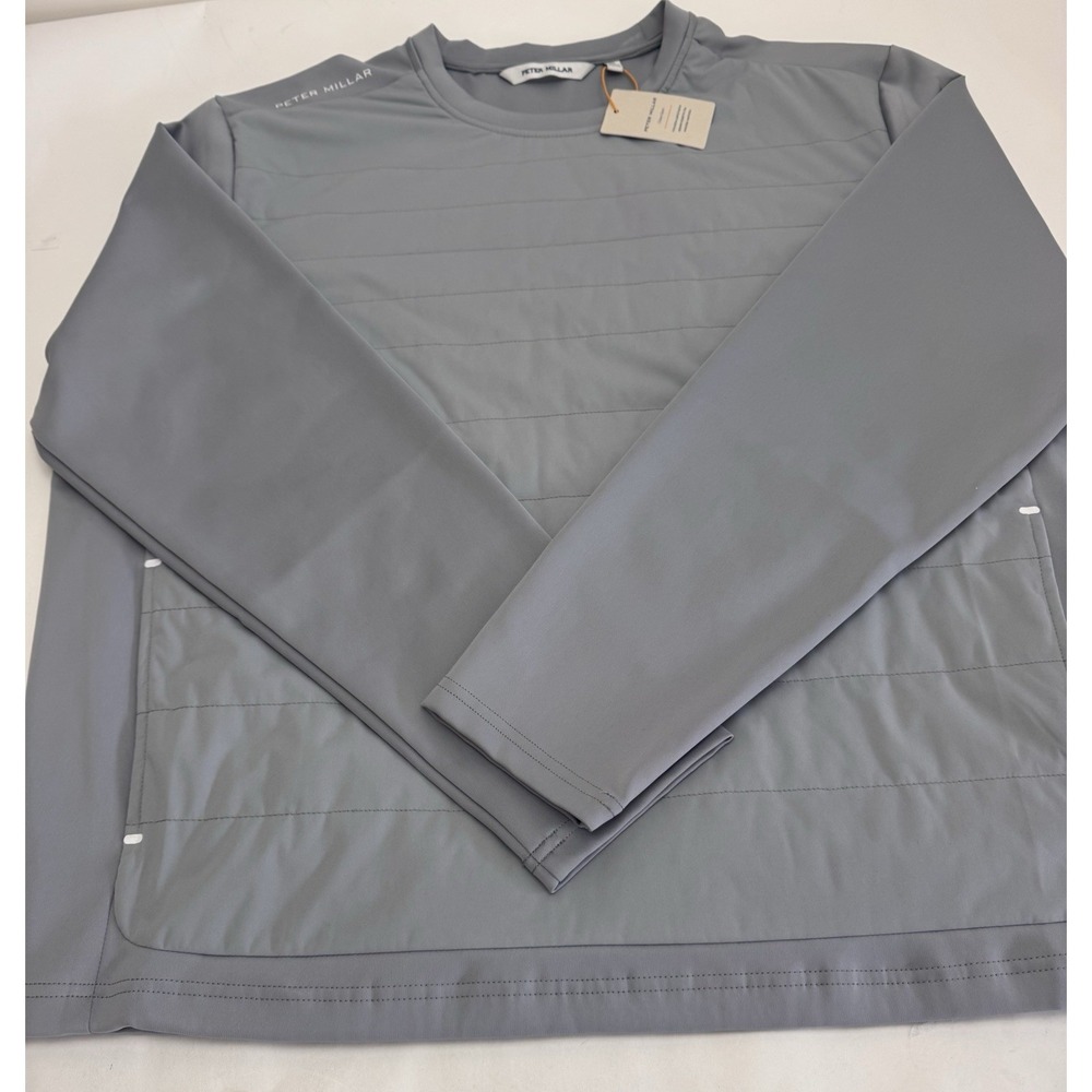 NWT Peter Millar Bond Elite Crewneck Golf Pullover Gale Gray Men's XL - Picture 7 of 13
